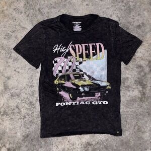 Chemistry T-Shirt Mens Small Black Acid Wash Pontiac GTO High Speed 70 Graphic